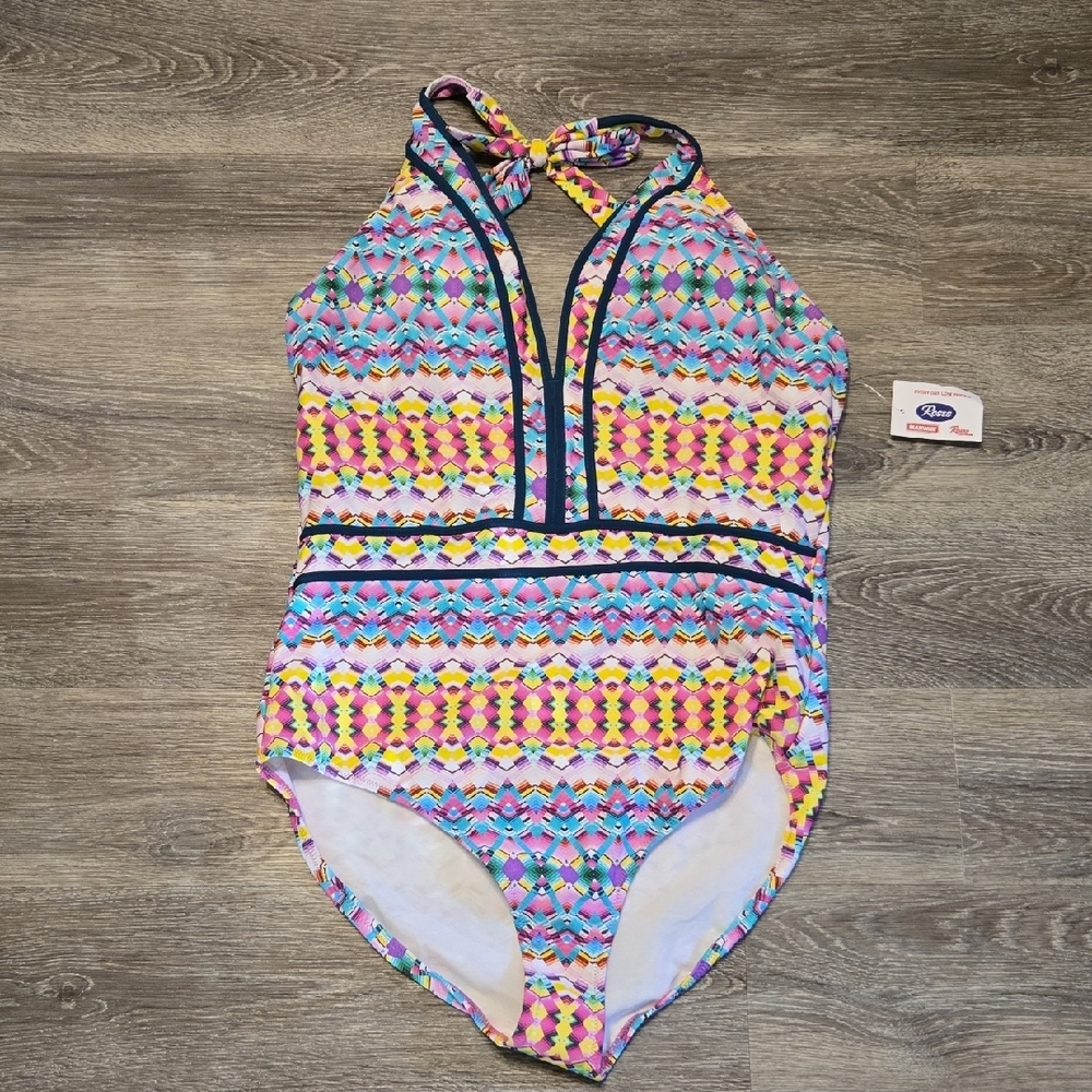 NWT Sonsie By Gracing 22W Halter One Piece Swimsuit